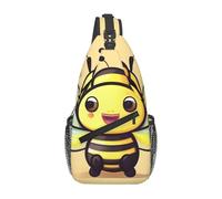 MROWYC Men's Yellow bee Printed Sling Bag - Minimalist Crossbody Shoulder Pack, Lightweight & Breathable for Daily Outings