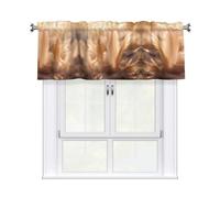 MROWYC quill Printed Short Curtain Valance - No Drill Rod Pocket - Kitchen Bathroom Laundry Room Window Cover - Light Filtering Half Curtain
