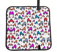 MROWYC Retro Roller Skates Colorful Printed Foldable Seat Cushion - Portable with Carabiner, for Stadium, Camping, Hiking