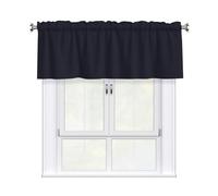 MROWYC Solid color black Printed Short Curtain Valance - No Drill Rod Pocket - Kitchen Bathroom Laundry Room Window Cover - Light Filtering Half Curtain