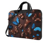 MROWYC Stylish blue butterfly 14 inch prints laptop crossbody bag, dual-purpose business briefcase, large capacity storage