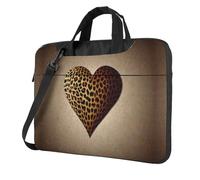 MROWYC Stylish Love heart shaped leopard texture 15.6 inch prints laptop crossbody bag, dual-purpose business briefcase, large capacity storage