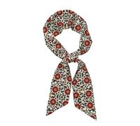 MROWYC Stylish Tudor Rose Printed Women's Scarf - Multi-purpose accessory. Can be tied to a handbag, around the neck, or in the hair.