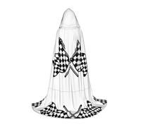 MROWYC Teen Hooded Cape Cosplay â€“ Checkered Flags Race Flag prints M Cape Holiday Dress Up