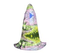MROWYC Teen Hooded Cape Cosplay â€“ Cherry Blossoms Trees prints S Cape Holiday Dress Up