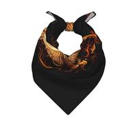 MROWYC The Golden Phoenix Printed Imitation Silk Handkerchief 22 x 22 inches, unisex, silky soft, easy to store, multi-purpose handkerchief