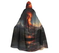 MROWYC Volcanic Eruption Patterned hooded cape/cloak, masquerade cape, holiday party costume.
