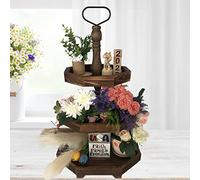 MRPAPA 3-Tier Rustic Black Wooden Serving Tray | Farmhouse Cupcake Stand & Kitchen Organizer | 27"x15" Tall Tiered Tray for Dining Table, Fall Decor, Country Home Decor