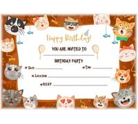 MrPurple Cat Themed Children's Birthday Party Invites - Landscape Paw Print Design - Party Supplies/Accessories (Pack of 12 A5 Invitations) (WITHOUT Envelopes)