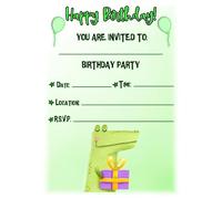 MrPurple Crocodile Animal Themed Children's Birthday Party Invites - Portrait Present Design - Party Supplies/Accessories (Pack of 12 A5 Invitations) (WITH Envelopes)