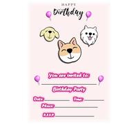 MrPurple Cute Dog Puppy Themed Children's Birthday Party Invites - Portrait Group Design - Party Supplies/Accessories (Pack of 12 A5 Invitations) (WITHOUT Envelopes)