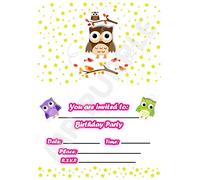MrPurple Owl Themed Children's Birthday Party Invites - Star Portrait Design - Party Supplies/Accessories (Pack of 12 A5 Invitations) (WITH Envelopes)