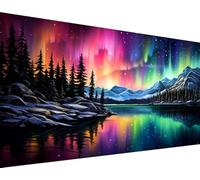 mrpwnle Northern Lights Diamond Art Painting Kits for Adults-5D Large Size Aurora Diamond Art Painting for Beginners, DIY Round Full Drill Aurora Landscape Gem Art Crafts Kits 27.6x15.8in