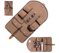 MrPyer Waxed Canvas 4 Pipe Tobacco Pouch, Smoking Tobacco Pipe Case Accessories Organizer, Durable Foldable Travel Smoking Bag With Leather Stand