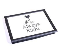 Mrs Always Right with Heart Lap Tray Serving Bean Bag TV Bed Soft Cushion Padded Food Retro Gift