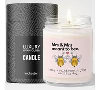 Mrs and Mrs Wedding Gifts - Luxury Soy Wax Candle - Vanilla, Jasmine, Sugared Almond - Makester