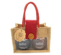 Mrs Bridges Luxury Double Jar Collection. 'Merry Christmas' Natural Jute Bag. Gourmet Scottish Cranberry Sauce with Port, Ginger & Chilli Chutney. Present Birthday Christmas