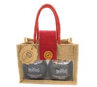 Mrs Bridges Luxury Double Jar Collection. 'Merry Christmas' Natural Jute Bag. Gourmet Scottish Cranberry Sauce with Port, Caramelised Onion & Garlic Chutney. Present Birthday Christmas
