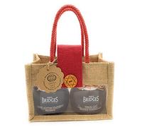Mrs Bridges Luxury Double Jar Collection. 'Merry Christmas' Natural Jute Bag. Gourmet Scottish Luxury Scottish Strawberry Preserve, Thick Cut Orange Marmalade. Present Birthday Christmas