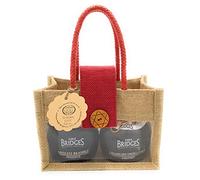 Mrs Bridges Luxury Double Jar Collection. 'Merry Christmas' Natural Jute Bag. Gourmet Scottish Seedless Bramble Preserve, Caramelised Onion & Garlic Chutney. Present Birthday Christmas