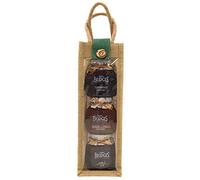 Mrs Bridges Mackey’s 3 Jar Luxury Chutney Collection Natural Jute Hamper Gift Bag. Luxury Gourmet Scottish Farmhouse Chutney, Ginger and Chilli Chutney, Chilli Jam. Present Birthday Christmas
