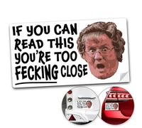 Mrs Brown's Boys - If You Can Read This You're Too Close Car Sticker | Funny Mrs Brown Bumper Window Decal for Car, Van, Bike, Motorcycle (15 x 8cm)