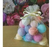 Mrs Bumblebaths Mini Bath Bombs Marbles Chill Pills Fizzies Assorted Mixed Assortment Wedding Favours Organza Bag Gift Wrapped Set (15 Bath Bombs)