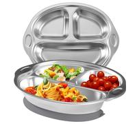 Mrs. Chou Stainless Steel Baby Suction Plates: Split Plates Designed For Babies And Toddlers, Made Of Food Grade Materials Ideal For Baby Led Weaning