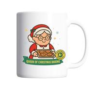 Mrs Claus Christmas Mug - “Queen of Christmas Baking” Coffee Cup - Cute Festive Mug Gift for Bakers, Christmas Baking Lovers, Secret Santa, Stocking Filler, Novelty Holiday Tea & Hot Chocolate Mug