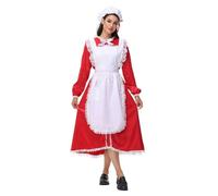 Mrs Claus Costume Women,Mrs Christmas Party Outfits For Women UK Velvet Layered Mash Hem Hooded Tutu Dress Ladies Costumes Adult Fancy Deluxe Clothes Set Men (Red #1,S)