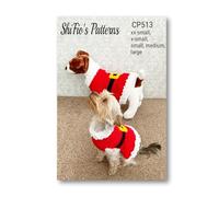 Mrs Claus Dog Coat Crochet Pattern, XX-Small to Large Sizes, Christmas Pet Sweater Design CP513