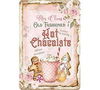 Mrs Claus Hot Chocolate Sign Pink Christmas Hot Cocoa Shabby Chic Tin Sign Vintage Metal Tin Sign Decor Gifts for Girls Living Room Decorations Metal tin Sign 8"x12"