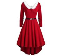Mrs Claus Outfit For Women, Women'S Christmas Snowflakes Xmas Santa Dress Christmas Print Dress Long Sleeve Dresses For Women UK Costumes Plus Size Mrs Santa Claus Costume