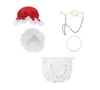 Mrs. Clause Costume Accessories Include Santa Hair Santa Hat Eyeglasses Necklace Apron For Kid Women Christmas Cosplay Suit
