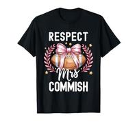Mrs Commish Fantasy Football Coquette Bow Wife Draft T-Shirt