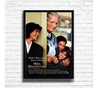 Mrs. Doubtfire, 90s Movie Print Vintage Nostalgic Film Poster, A4 and A3 Size Frame Options Available, Home, Pub, Café, Bar Decoration Wall Art Print, House gift for movie lovers (A4 Framed (Black))