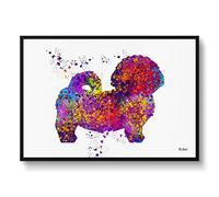 Mrs Henri's Shih Tzu Watercolour Splash Print - Dog Inspired Framed & Unframed Wall Art - A4 / White frame