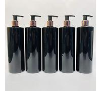 Mrs Hinch Customisable DIY Refillable 500ml PET Plastic Lotion Pump Bottle - Black & Rose Gold Lids (108)