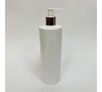Mrs Hinch Customisable DIY Refillable 500ml PET Plastic Lotion Pump Bottle - White, Rose Gold Lids (1)