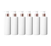 Mrs Hinch Customisable DIY Refillable 500ml PET Plastic Lotion Pump Bottle - White, Rose Gold Lids (216)