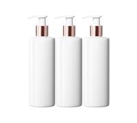 Mrs Hinch Customisable DIY Refillable 500ml PET Plastic Lotion Pump Bottle - White, Rose Gold Lids (3)