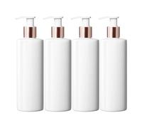 Mrs Hinch Customisable DIY Refillable 500ml PET Plastic Lotion Pump Bottle - White, Rose Gold Lids (4)