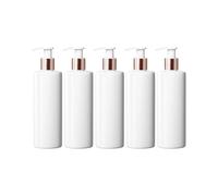 Mrs Hinch Customisable DIY Refillable 500ml PET Plastic Lotion Pump Bottle - White, Rose Gold Lids (5)