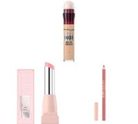 Mrs Hinch's Approved Maybelline Make-Up Must-Haves Bundle; Eraser Eye Concealer Shade Light, Lifter Glaze Lip Oil Balm Shade Pink Drip, Lifter Liner Lip Liner with Hyaluronic Acid Shade Line Leader