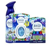 Mr's Hinch's Febreze Alpine Escape Air Freshener 3pc Bundle Set - Air Mist 185ml, 3Vol Plug Refill 20ml, Bathroom Air Freshener 7.5ml, Long-Lasting Room Freshener & Home Fragrance