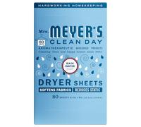 Mrs. Meyer's Dryer Sheets, Fabric Softener, Reduces Static, Cruelty Free Formula Infused with Essential Oils, Rain Water Scent, 80 Count