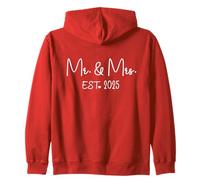 Mrs. Mr. Est. 2025 Just Married Promoted To Mr , Mrs Wedding Zip Hoodie