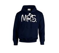Mrs Mr Hubby Wifey The King His Queen King Queen Writing Drawing Cartoon Mickey Prince Princess Crown Couples Valentines Matching Love 01 Lover Fit Hoodie Hooded Sweatshirt Jumber Top Navy