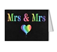 Mrs & Mrs Wedding Card - Black Laser Cut Rainbow Insert Greeting Card for LGBT Lesbian Wedding, Civil Partnership, Wife, Partner or Same-Sex Marriage