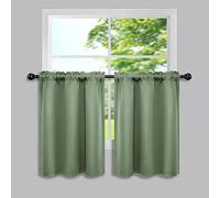 Mrs.Naturall 24 Inch Curtains for Cafe,Sage Green Boho Kitchen Curtains 24 inch Length Sets